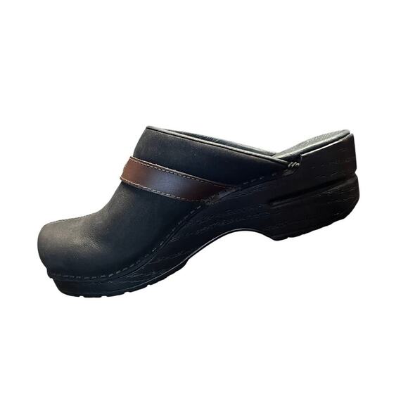 Dansko Shandi Milled Nubuck Mules Clogs Black Leather Tassels EU Size 37 (6.5-7) - Picture 6 of 10